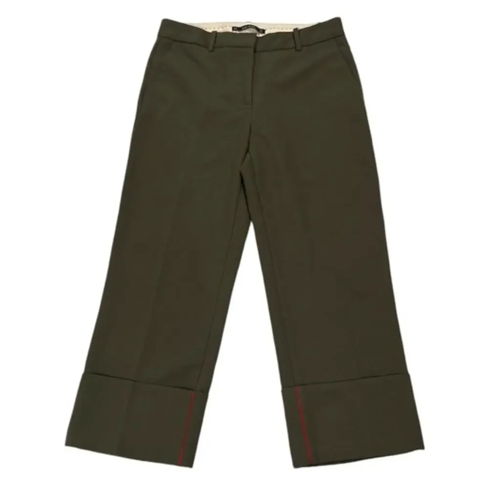 Zara Basic Office Career Business Casual Cuffed Wide Leg Pants Pockets Size S
